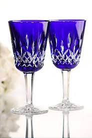 Qualia glass tempest cobalt 16 oz. Waterford Lismore Cobalt Goblet Pair Crystal Glassware Blue Glassware Cobalt Glassware