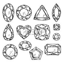 Set Of Black And White Jewels Hand Drawn Gemstones Sketch Style Gem Drawing Jewel Drawing Crystal Drawing