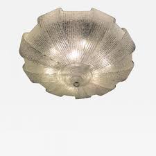 In stock & ready to ship. Italian Murano Glass Leaves Modern Flush Mount Or Ceiling Light