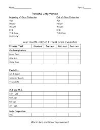 Fitness Testing Chart Highlighted Fitnessgram Log Sheet