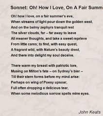 Sonnet Oh How I Love On A Fair Summer S Eve Poem By John Keats Poem Hunter Keats John Keats Poems Poems