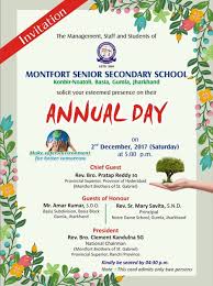 Annual Day Invitation 2017 Montfort Senior Secondary School In 2020 Senior Secondary School Secondary School School