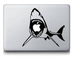 Black And White Shark Stickers Great White Shark Macbook Decal Animal Ocean Mac Ipad Laptop Vinyl Decal Sticker