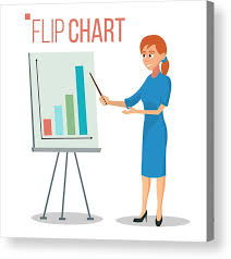 Flip Chart Presentation Concept Vector Woman Showing Strategy Presentation Training Conference Meeting Flat Cartoon Isolated Illustration Business
