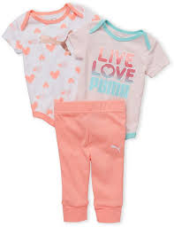 Puma Newborn Girls 3 Piece Printed Layette Set Baby Girl Pants Kids Outfits Baby Girl Clothes