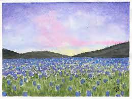 Browse and download the best free stock wallpaper images. Blue Field Of Flowers At Dusk Flower Field Watercolor Watercolor Flower Field Flower Field Painting