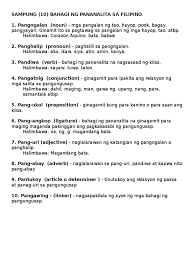 Bahagi ng pananalita chart : Sampung 10 Bahagi Ng Pananalita Sa Filipino