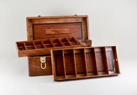 Hoover Custom Made Wood Tackle Box Lot 828 Wood Fly Tying Desk Tackle Box