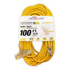 Lifesupplyusa 100 Ft 12 3 Wire Gauge 3 Outlet Tri Source Sjt Indoor Outdoor Vinyl Lighted Electric Extension Cord 2 Pack Yellow Nel 2020