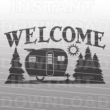 Download Retro Camper Welcome Campsite Sign Svg File Commercial Campsite Signs Retro Campers Svg