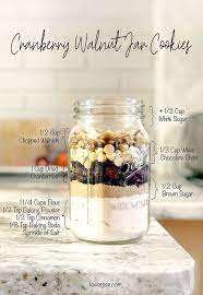 Cranberry Walnut Jar Cookies Easy Simple Recipe Diy Homemade Mix In A Mason Jar Recipe Mason Jar Cookies Mason Jar Cookies Mix Homemade Cookies