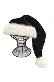 Black And White Santa Hat Black Gothic Christmas Hat Vampirefreaks Store Black Gothic Black Santa Hat Christmas Hat
