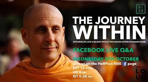 Tomorrow, Wednesday 5th October I will be interviewing NYT Bestselling  author Radhanath Swami [Official]