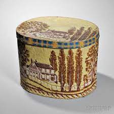House Decorated Wallpaper Hat Box Sale Number 2897m Lot Number 82 Skinner Auctioneers Antique Wallpaper Decorative Boxes Old Wallpaper