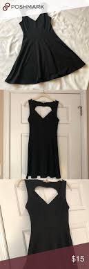 Black Dress With Heart Cutout Cute And Fun Black Dress Hits Above The Knee Heart Shaped Cutout In The Back V Neck Nice Black Dress Clothes Design Black Dress