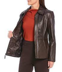 Investments Genuine Leather Shirt Collar Zip Front Jacket Dillard S In 2020 Leather Shirt Shirt Collar Clothes