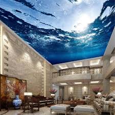 Photo Wallpaper Custom Large Ceiling Mural Hd Blue Sea Water Nature Wallpaper Living Room Hotel Ceiling Mural In 2020 Ceiling Murals Floor Murals Hotel Ceiling
