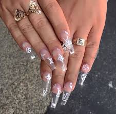 Pin By Elodie Anne Aveline On Nail Long Acrylic Nails Clear Acrylic Nails Coffin Nails Designs