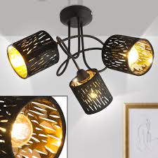 Henry black modern/contemporary lantern led mini pendant light. Ceiling Lamp Metal Velvet Black Gold D 46 Cm Tuxon Meinelampe