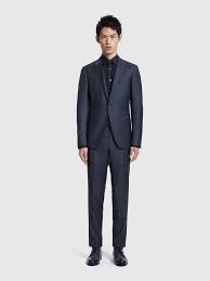 Sprea Blue Achillfarm Wool And Silk Suit Micro Pattern Drop 9 Ss22 10470251 Zegna