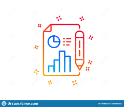 Report Document Line Icon Column Graph Sign Vector Stock