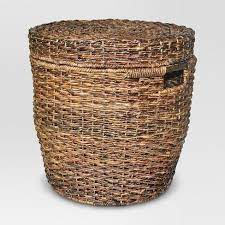 Wicker Lidded Round Storage Basket Dark Global Brown Threshold Target Storage Baskets Wicker Baskets Storage Wicker