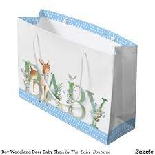 Boy Woodland Deer Baby Shower Baby Gift Large Gift Bag Zazzle Com Woodland Deer Baby Shower Deer Baby Showers Baby Shower Gifts For Boys