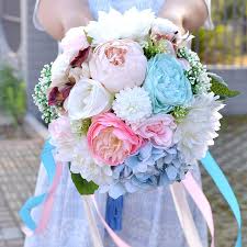 Blue purple and pink wedding bouquets. Vintage Blue Purple Silk Wild Flowers Bouquet For Wedding Bouquet Brid Siaoryne