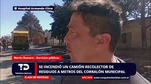 SE INCENDIÓ UN CAMIÓN RECOLECTOR DE RESIDUOS A METROS DEL CORRALÓN MUNICIPAL