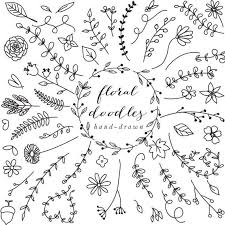 Floral Elements Floral Hand Drawn Decoration Clipart Floral Etsy Flower Doodles Flower Drawing Floral Doodle