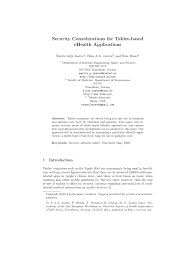 Some people use their tablets exclusively for pla. Pdf Security Considerations For Tablet Based Ehealth Applications