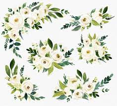 White Flower Small Set Individual Png Files Hand Painted Wedding Design Bohemian Rustic White Flower Png Watercolor Wedding Invitations Green Watercolor Flower Wreath