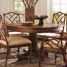 Signature elements include exotic natural materials, rich custom finishes, unique upholstery designs, and a. Tommy Bahama Home Island Estate Cayman Pedestal Casual Dining Table In Plantation Finish 531 870