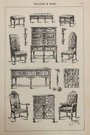 English William And Mary Furniture Designs Large Antique Black White Print Interior Design Arts William And Mary Drawing Furniture Furniture Styles Guide