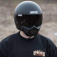 Simpson M30 Bandit Helmet Matte Black Chopper Helmets Royal Enfield Simpson Helmets