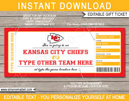 Kansas city chiefs logo, kc, svg. Kansas City Chiefs Game Ticket Gift Voucher Printable Surprise Football Tickets