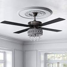 Set of 3 crystal lamp globes / shades ceiling fan | ebay. Kelly Clarkson Home 52 Leonie 5 Blade Crystal Ceiling Fan With Pull Chain And Light Kit Included Reviews Wayfair