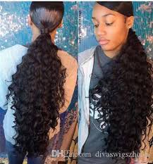 Pouf out each section of hair by pulling gently to create a bubble effect. 160g Human Hair Deep Wave Ponytails Hairpieces Wrap Around Wavy Curly Ponytail Drawstring Clip On Pony Tail Available Fake Ponytail Hairstyles Fake Ponytail Hair From Divaswigszhouli 58 6 Dhgate Com