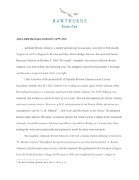 Adelaide Brooks Johnson, a painter specializing in seascapes, was born in  Portsmouth, Virginia in 1877 to Eugene K. Brooks and M