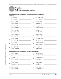 Use browser document reader options to download and/or print. 7 3 The Elimination Method Worksheet For 8th 11th Grade Lesson Planet