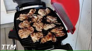 Check internal temperature, chicken is done at 165℉, but there is enough fat that they will stay moist. Chicken Thighs On The Weber Q Gas Grill Youtube