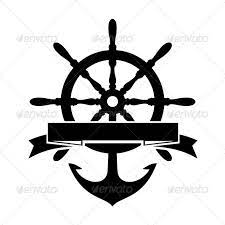 Label With Steering Wheel And Anchor On White Background Editable Eps Render In Jpg Format And Layered Psd Ship Wheel Tattoo Ship Wheel Wheel Tattoo