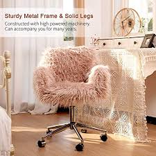 Shop wayfair for the best desk chair and ottoman. Recaceik Faux Fur Vanity Chair Pink Arm Chrome Base Office Compact Padded Seat Upholstered Decorative Furniture Ottoman Desk Chairs For Teens Girls Living Room Bedroom And Dressing Room Pricepulse
