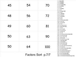 Sorting Chart Cards For Factors Of Products Through 10x10