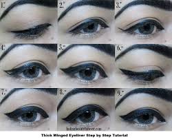Now start applying eyeliner on your upper eyelids by holding the brush flat. Thick Winged Eyeliner Step By Step Tutorial Indian Beauty Forever