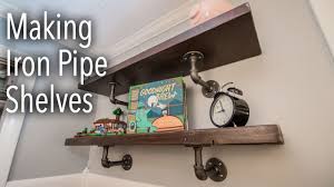 Repurpose old wine crates with a fresh coat of wood stain for a warm and rustic feel. How To Make Industrial Iron Pipe Shelves Youtube