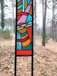 Stained Glass Garden Art Glass Garden Yard Art Garden Etsy In 2021 Stained Glass Gifts Yard Art Glass Garden