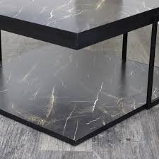 Marble coffee tables come with frames in various styles, most common ones are marble and brass tables, marble and gold and marble and black frame. Square Black Marble Coffee Table