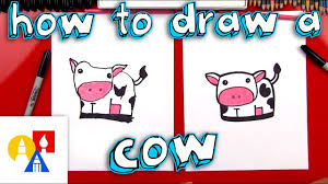 Cow cartoons with flower frames with watercolor backgrounds. How To Draw A Cartoon Cow Youtube