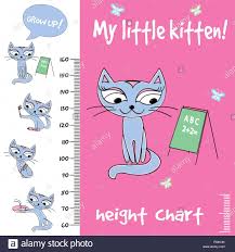 Kids Height Chart With Cute Cats Funny Vector Illustration